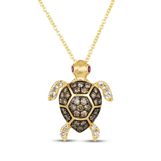 Le Vian Ruby Turtle Necklace 3/8 ct tw Diamonds 14K Honey Gold 20"