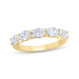 Adore Lab-Grown Diamonds Oval-Cut East-West Anniversary Ring 1-1/4 ct tw 14K Yellow Gold