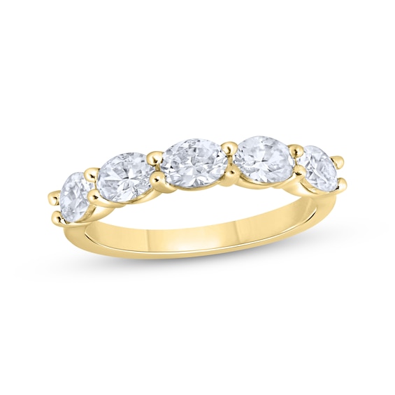 Adore Lab-Grown Diamonds Oval-Cut East-West Anniversary Ring 1-1/4 ct tw 14K Yellow Gold