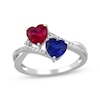 Thumbnail Image 1 of Heart-Shaped Lab-Created Ruby & Blue Lab-Created Sapphire Ring Sterling Silver