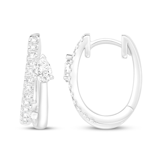 KAY Lab-Grown Diamonds Pear-Shaped & Round-Cut Bypass Hoop Earrings 1/2 ct tw 10K White Gold