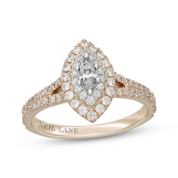 Neil Lane Marquise-Cut Diamond Double Halo Engagement Ring 7/8 ct tw 14K Two-Tone Gold