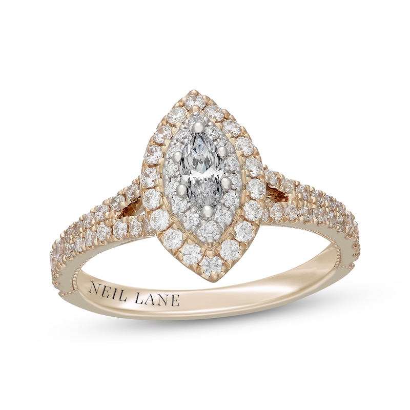 Main Image 1 of Neil Lane Marquise-Cut Diamond Double Halo Engagement Ring 7/8 ct tw 14K Two-Tone Gold