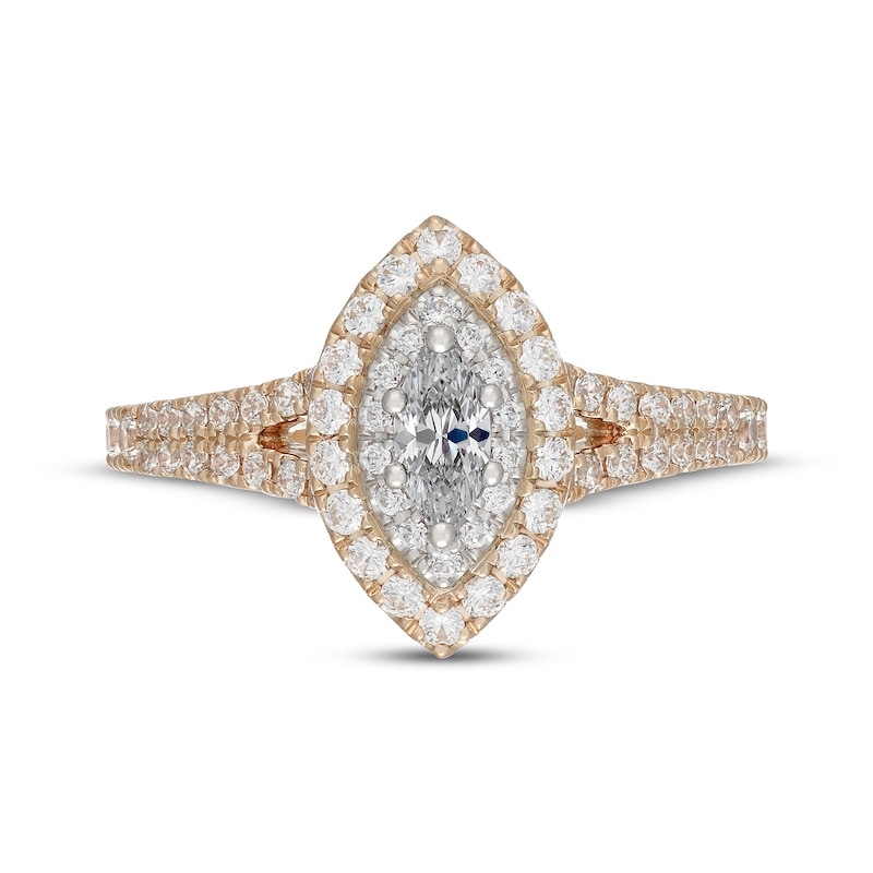 Main Image 3 of Neil Lane Marquise-Cut Diamond Double Halo Engagement Ring 7/8 ct tw 14K Two-Tone Gold
