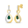 Thumbnail Image 1 of Pear-Shaped Lab-Created Emerald & White Lab-Created Sapphire Infinity Drop Earrings 24K Yellow Gold Vermeil Sterling Silver