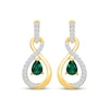 Thumbnail Image 2 of Pear-Shaped Lab-Created Emerald & White Lab-Created Sapphire Infinity Drop Earrings 24K Yellow Gold Vermeil Sterling Silver