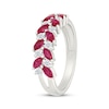 Thumbnail Image 2 of Marquise-Cut Lab-Created Ruby & White Lab-Created Sapphire Fashion Ring Sterling Silver