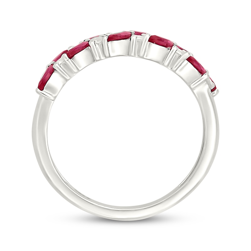 Main Image 3 of Marquise-Cut Lab-Created Ruby & White Lab-Created Sapphire Fashion Ring Sterling Silver
