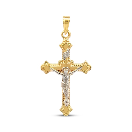 Flared Crucifix Necklace Charm 10K Yellow Gold