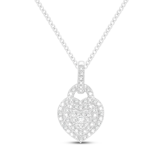 Diamond Heart Lock Necklace 1/6 ct tw Sterling Silver 19"