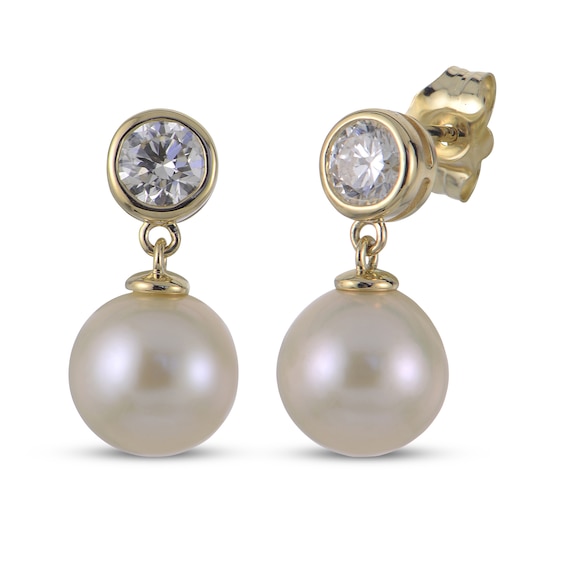 KAY Lab-Grown Diamonds & Cultured Pearl Drop Earrings 1/2 ct tw 14K Yellow Gold