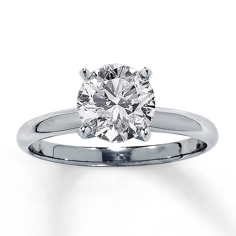 Diamond Solitaire Ring 1 5/8 carat Round-cut 14K White Gold