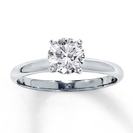 Diamond Solitaire Ring 1 Carat Round-cut 14K White Gold (K/I1)