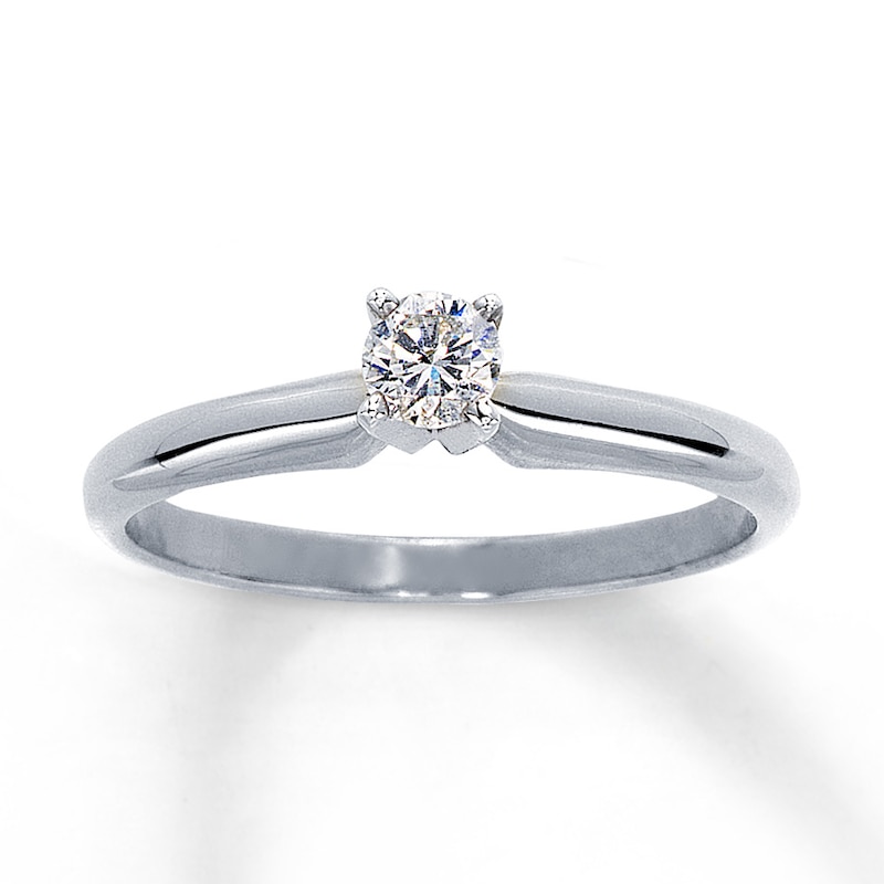 Diamond Solitaire Ring 1/5 carat Round-cut 14K White Gold (K/I2)
