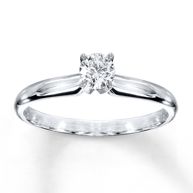 Diamond Solitaire Ring 1/3 carat Round-cut 14K White Gold
