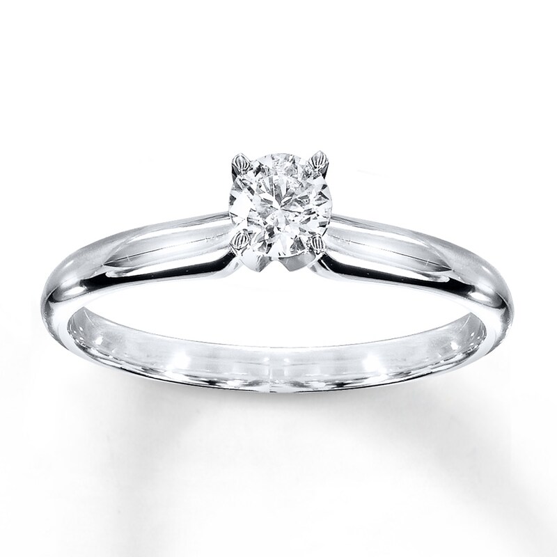 Diamond Solitaire Ring 1/3 carat Round-cut 14K White Gold (K/I2)