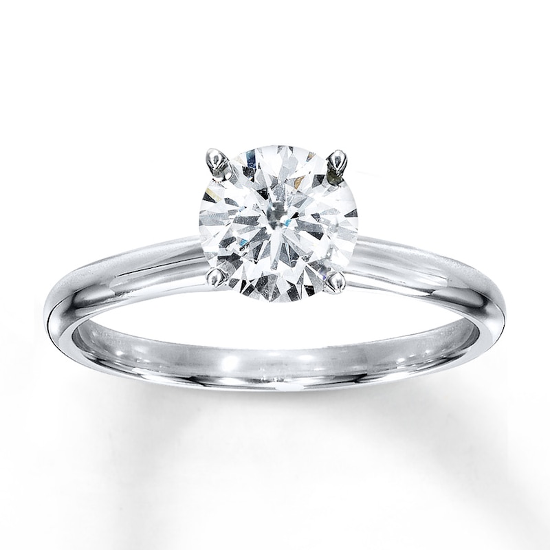 Diamond Solitaire Ring 1 carat Round-cut 14K White Gold (K/I2)