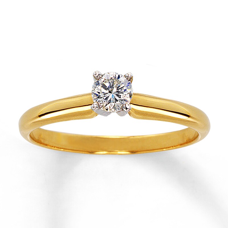 Diamond Solitaire Ring 1/4 carat Round-cut 14K Yellow Gold (K/I2)