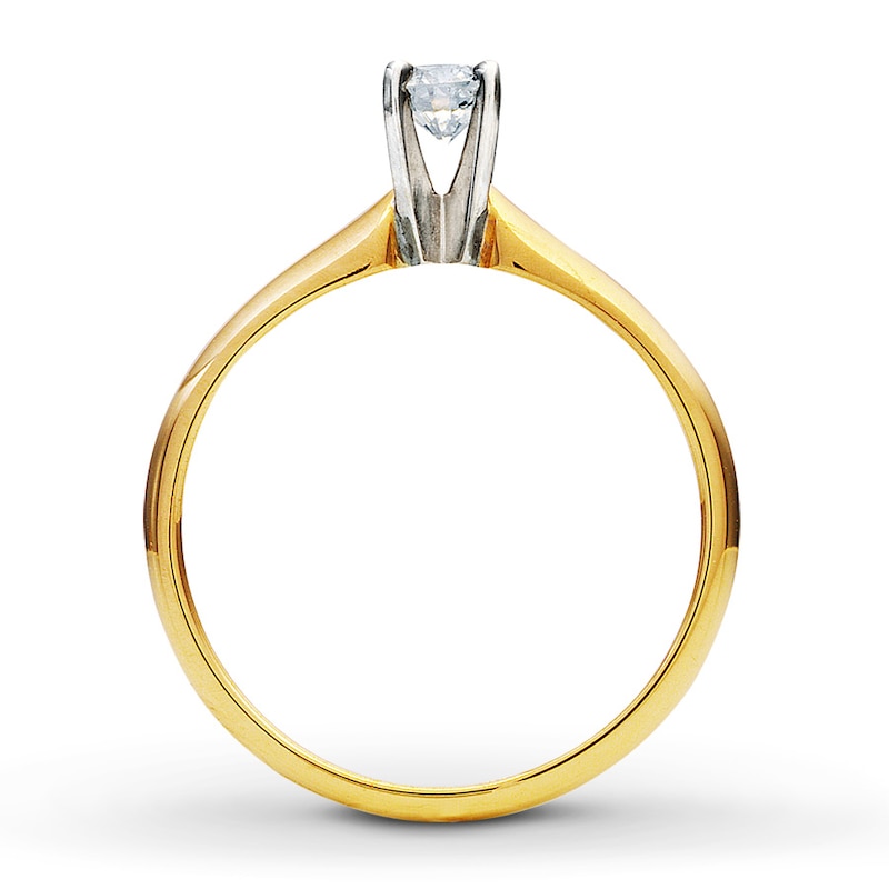 Diamond Solitaire Ring 1/4 carat Round-cut 14K Yellow Gold (K/I2)