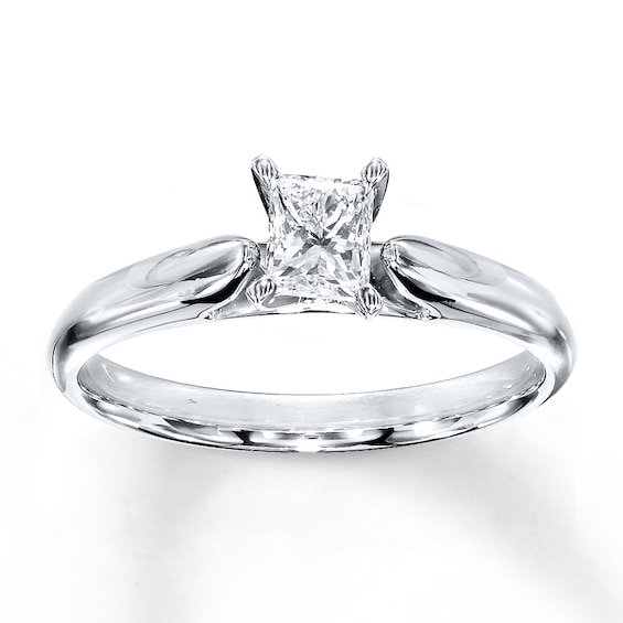 Adore Diamond Solitaire Ring 1/2 carat Princess-cut 14K White Gold (K/I2)