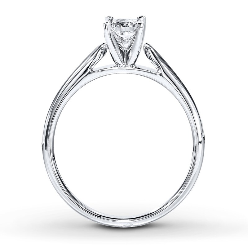 Diamond Solitaire Ring 1/2 carat Princess-cut 14K White Gold