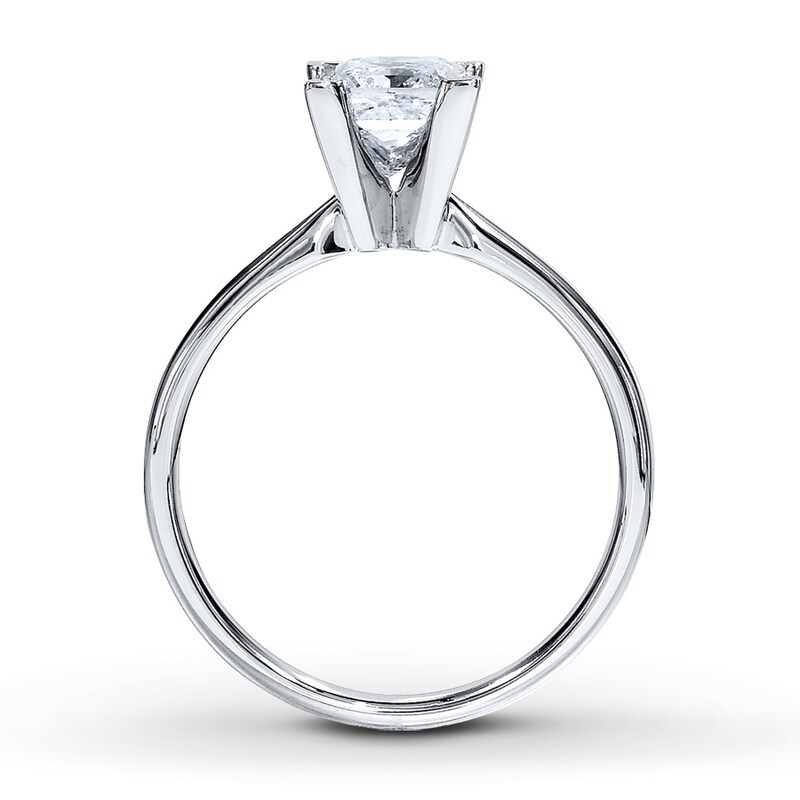 Diamond Solitaire Ring 1 1/4 Carats Princess-cut 14K White Gold