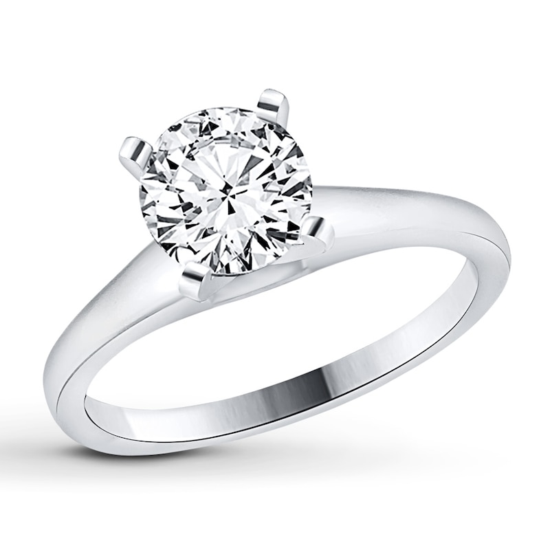 Diamond Solitaire Ring 1 carat Round-cut 14K White Gold (I/I3)