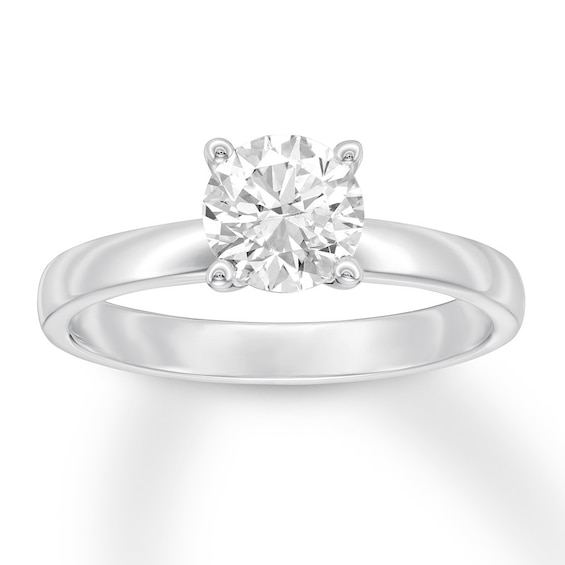 Certified Diamond Solitaire Ring 1 ct Round 14K White Gold