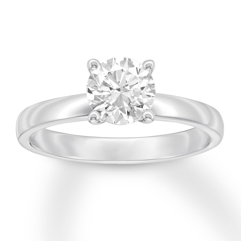 Certified Diamond Solitaire Ring 1 ct Round 14K White Gold (I/SI2)