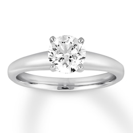 Colorless Diamond Solitaire 1 Carat Round-cut 14K White Gold (F/I1)