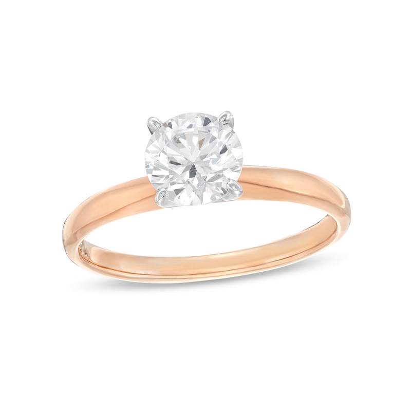 Main Image 1 of Solitaire Engagement Ring 1 Carat Diamond 14K Rose Gold (I/I2)