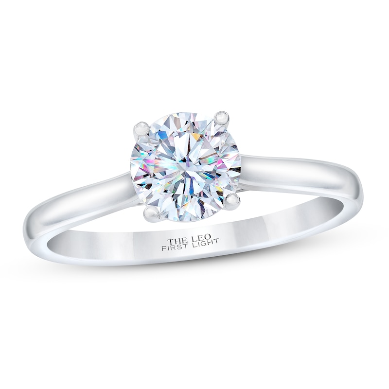 Main Image 1 of THE LEO First Light Diamond Solitaire Engagement Ring 1 Carat Round 14K White Gold