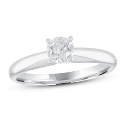 Diamond Solitaire Engagement Ring 1/2 ct tw Round-cut 10K White Gold (J/I3)