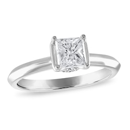 Diamond Solitaire Engagement Ring 1 ct tw Princess & Round 14K White Gold (I/I2)