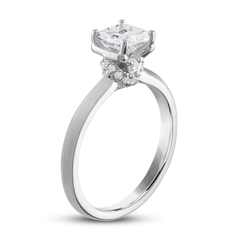 Diamond Solitaire Engagement Ring 1 ct tw Princess & Round 14K White Gold (I/I2)