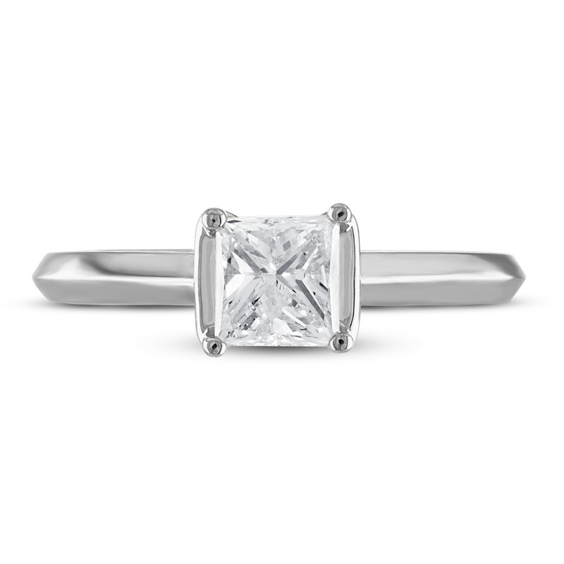Diamond Solitaire Engagement Ring 1 ct tw Princess & Round 14K White Gold
