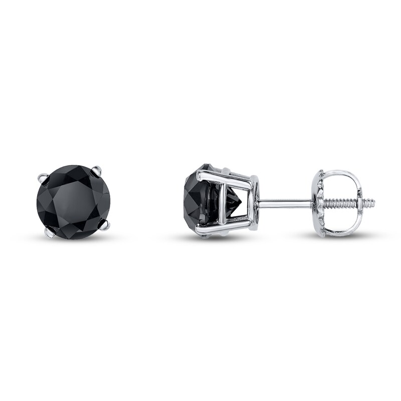 Black Diamond Earrings 1 ct tw Round-cut 14K White Gold | Kay Outlet