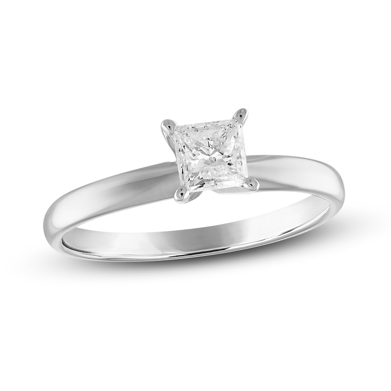 Diamond Solitaire Engagement Ring 1/2 ct tw Princess-cut 10K White Gold (J/I3)