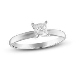 Diamond Solitaire Engagement Ring 3/4 ct tw Princess-cut 10K White Gold