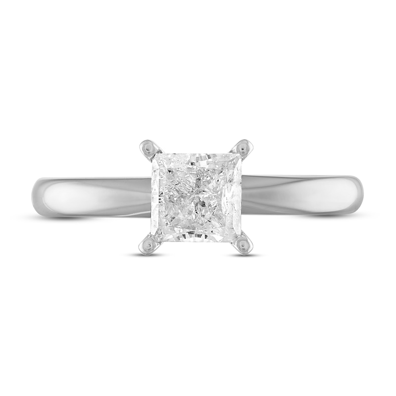 Diamond Solitaire Ring 1 carat Princess-cut 14K White Gold (J/I2)