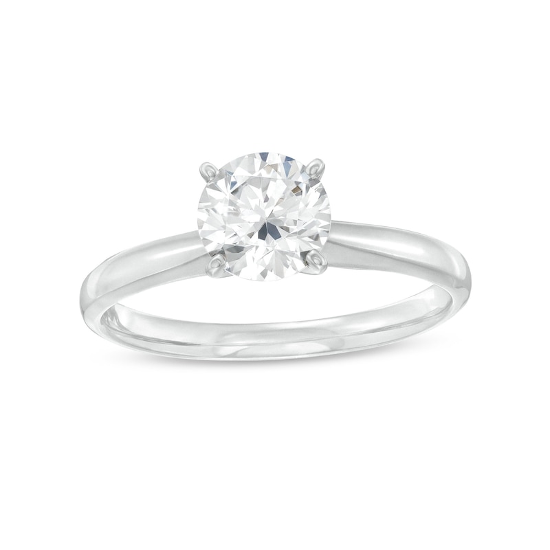 Diamond Solitaire Ring 1 Carat Round-cut 14K White Gold (J/I1)