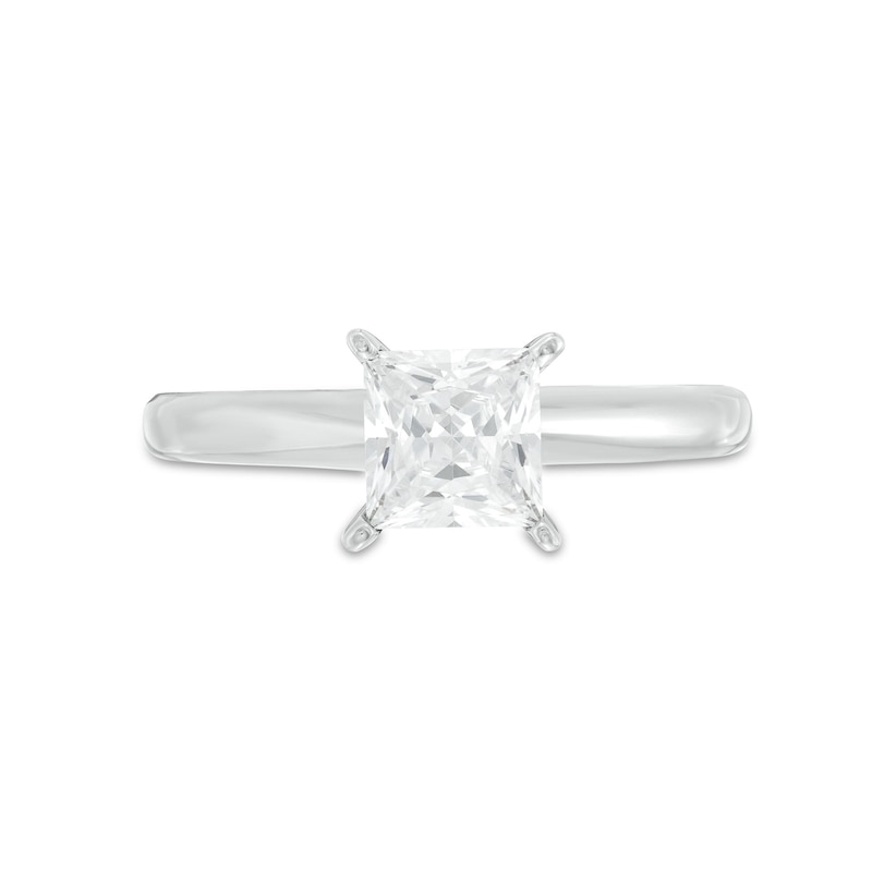 Diamond Solitaire Ring 1 carat Princess-cut 14K White Gold (J/I1)
