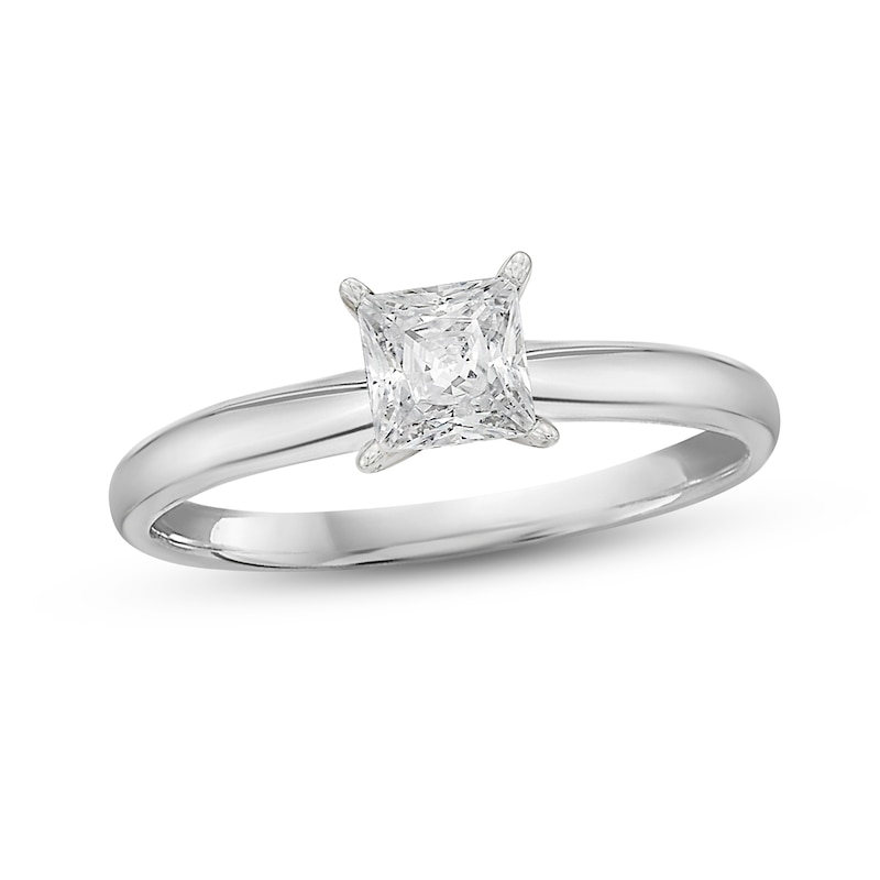 Main Image 1 of Diamond Solitaire Ring 1/2 carat Princess-cut 14K White Gold (J/I1)