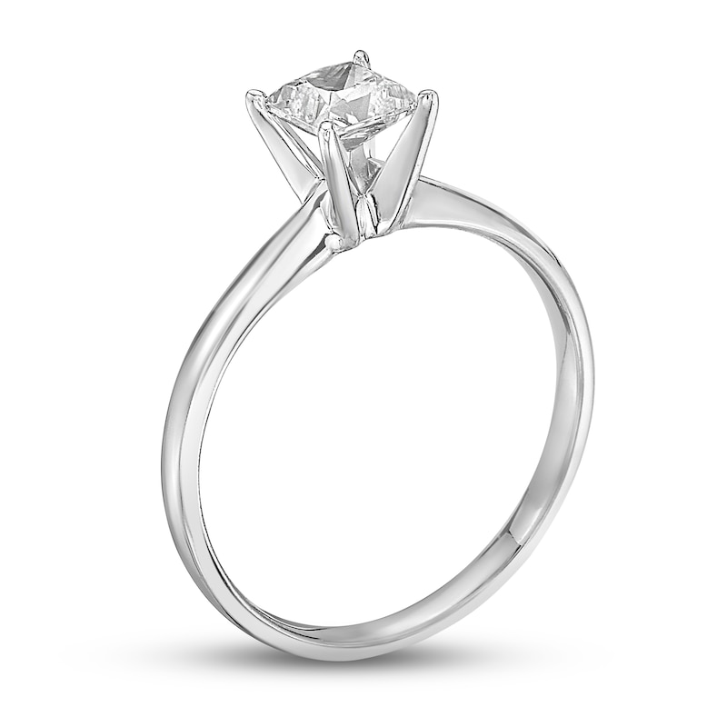 Main Image 2 of Diamond Solitaire Ring 1/2 carat Princess-cut 14K White Gold (J/I1)