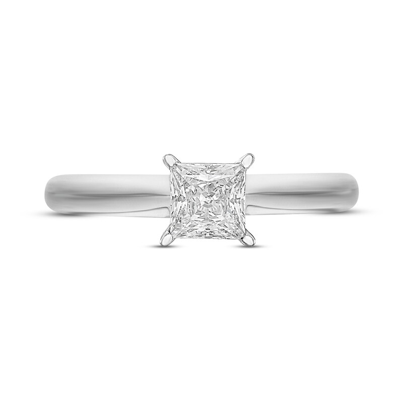 Diamond Solitaire Ring 1/2 carat Princess-cut 14K White Gold (J/I1)