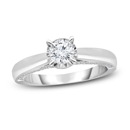 Diamond Solitaire Ring 1 ct tw Round-cut 10K White Gold