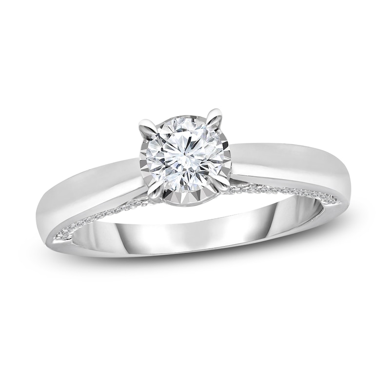 Diamond Solitaire Ring 1 ct tw Round-cut 10K White Gold (J/I3)