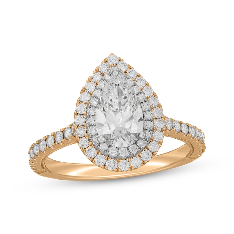 Pear Shaped Hidden Halo Pavé Diamond Engagement Ring - T. Anthony Jewelers