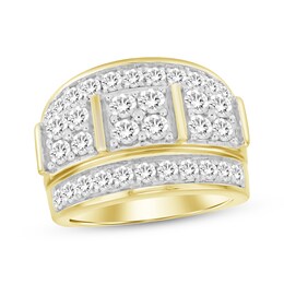 Men's Multi-Diamond Grid Ring 3 ct tw 10K Yellow Gold