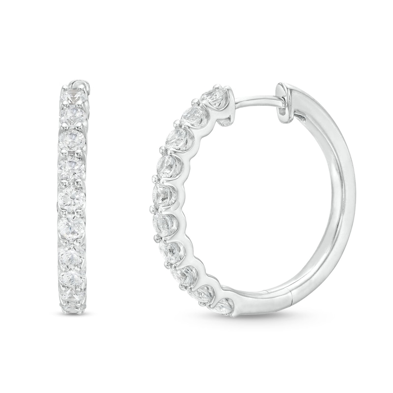 Main Image 1 of THE LEO Diamond Hoop Earrings 1 ct tw 14K White Gold
